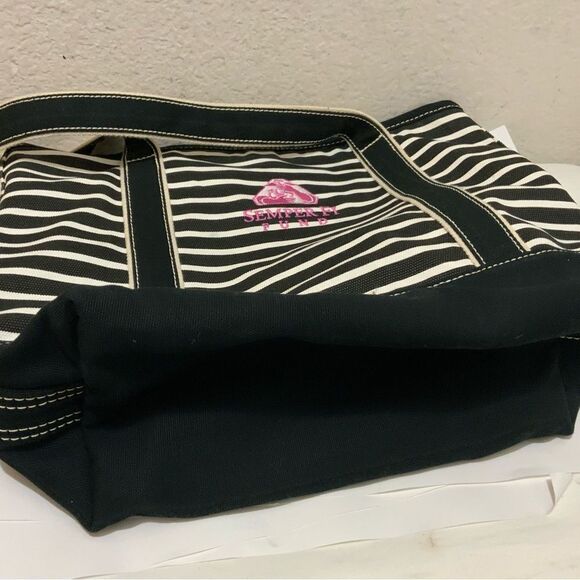Land’s End tote simper fi stripes black white - Picture 4 of 11